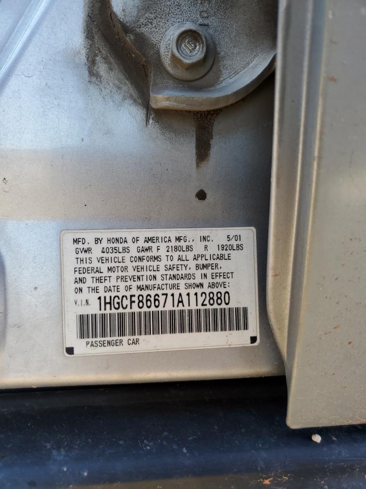 1HGCF86671A112880 2001 Honda Accord Value