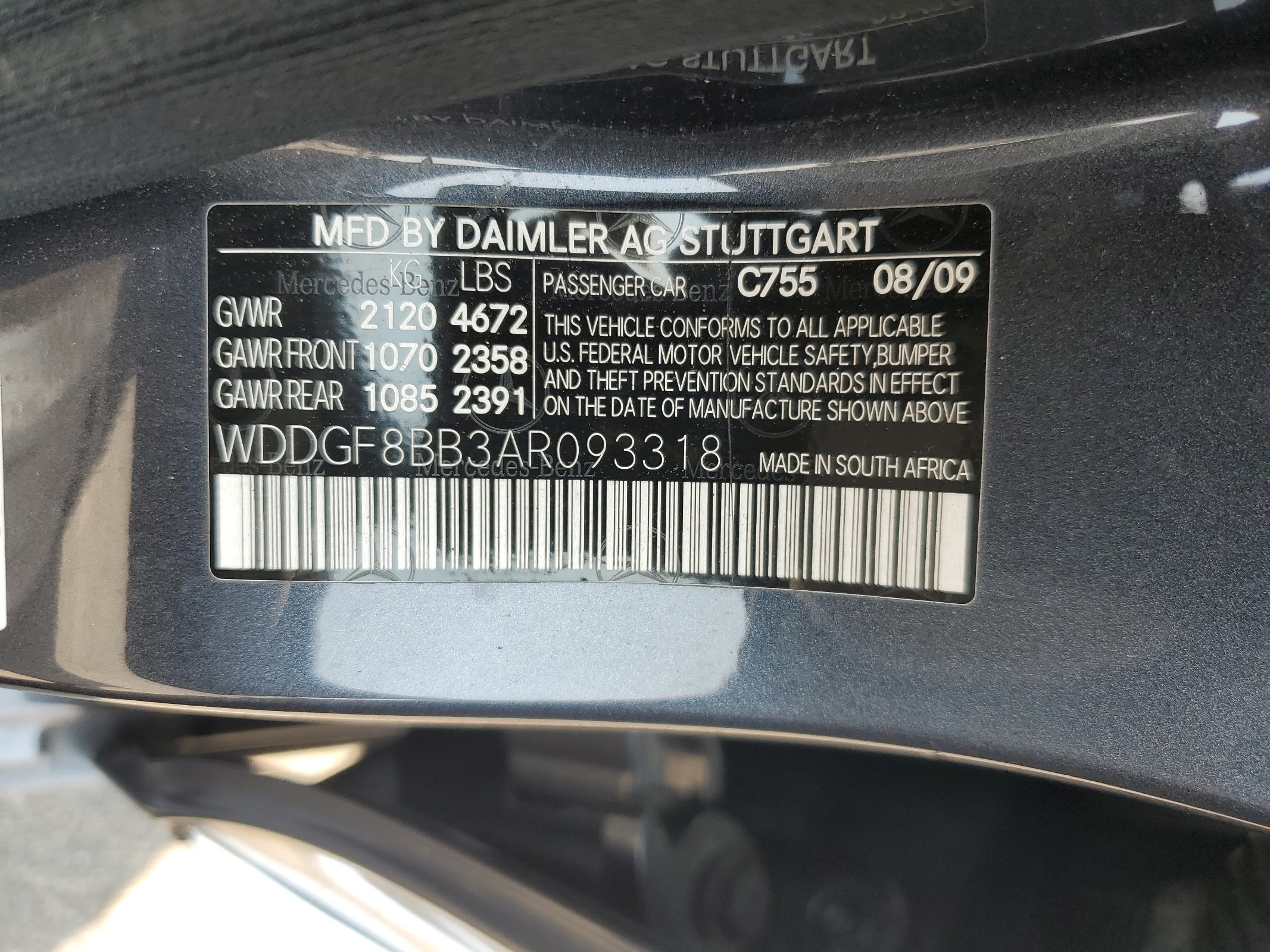 WDDGF8BB3AR093318 2010 Mercedes-Benz C 300 4Matic