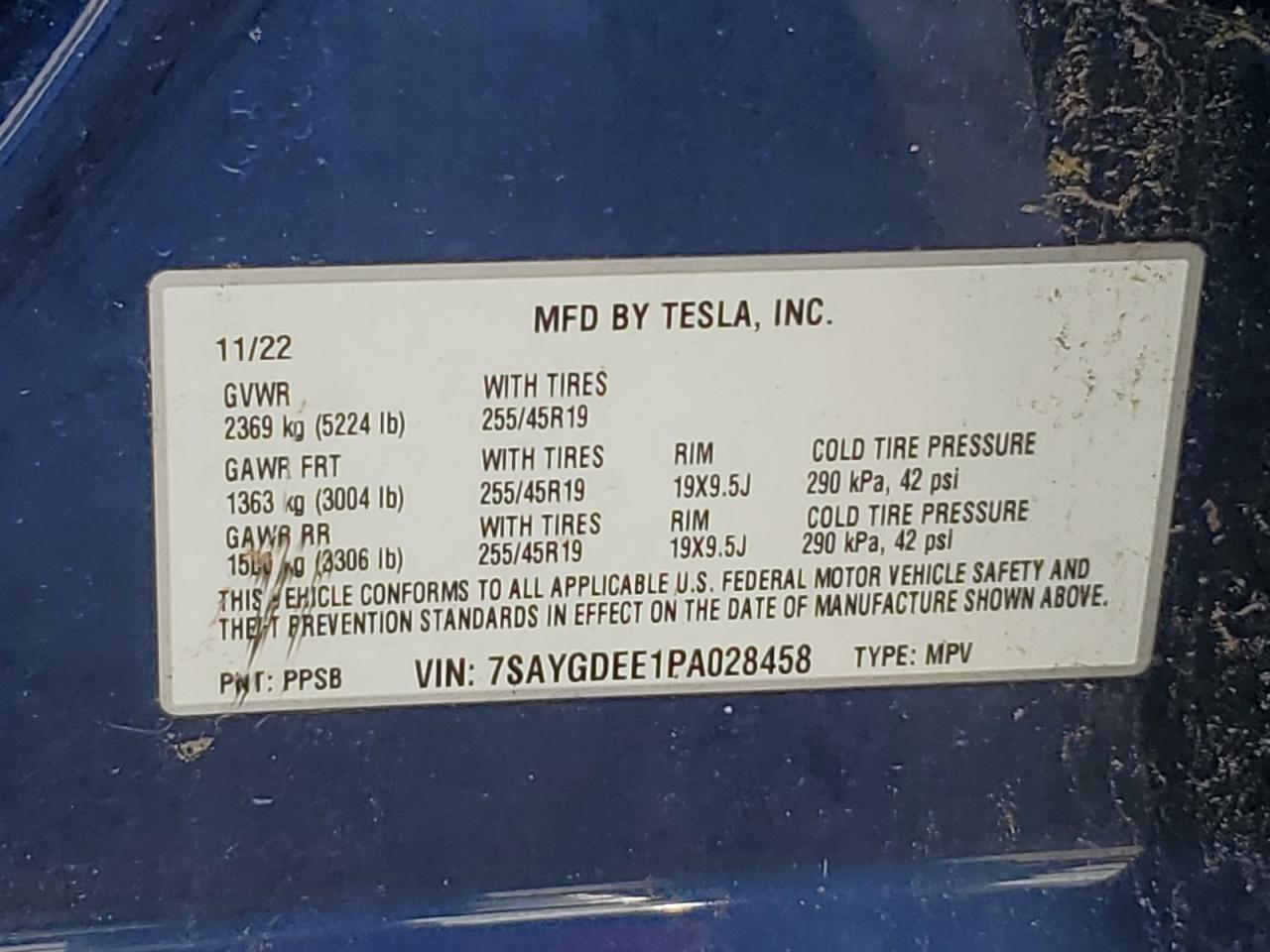 2023 Tesla Model Y VIN: 7SAYGDEE1PA028458 Lot: 68361124