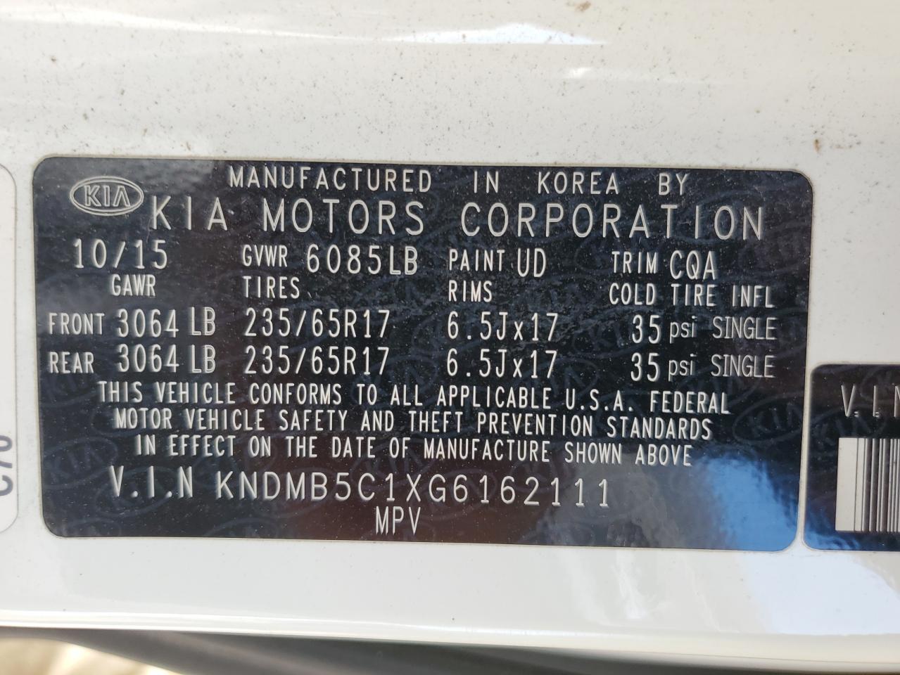 KNDMB5C1XG6162111 2016 KIA SEDONA - Image 13