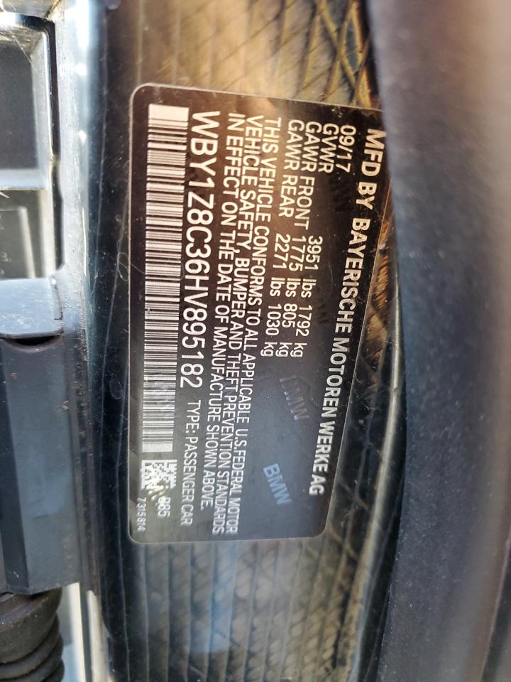 2017 BMW I3 Rex VIN: WBY1Z8C36HV895182 Lot: 65621534