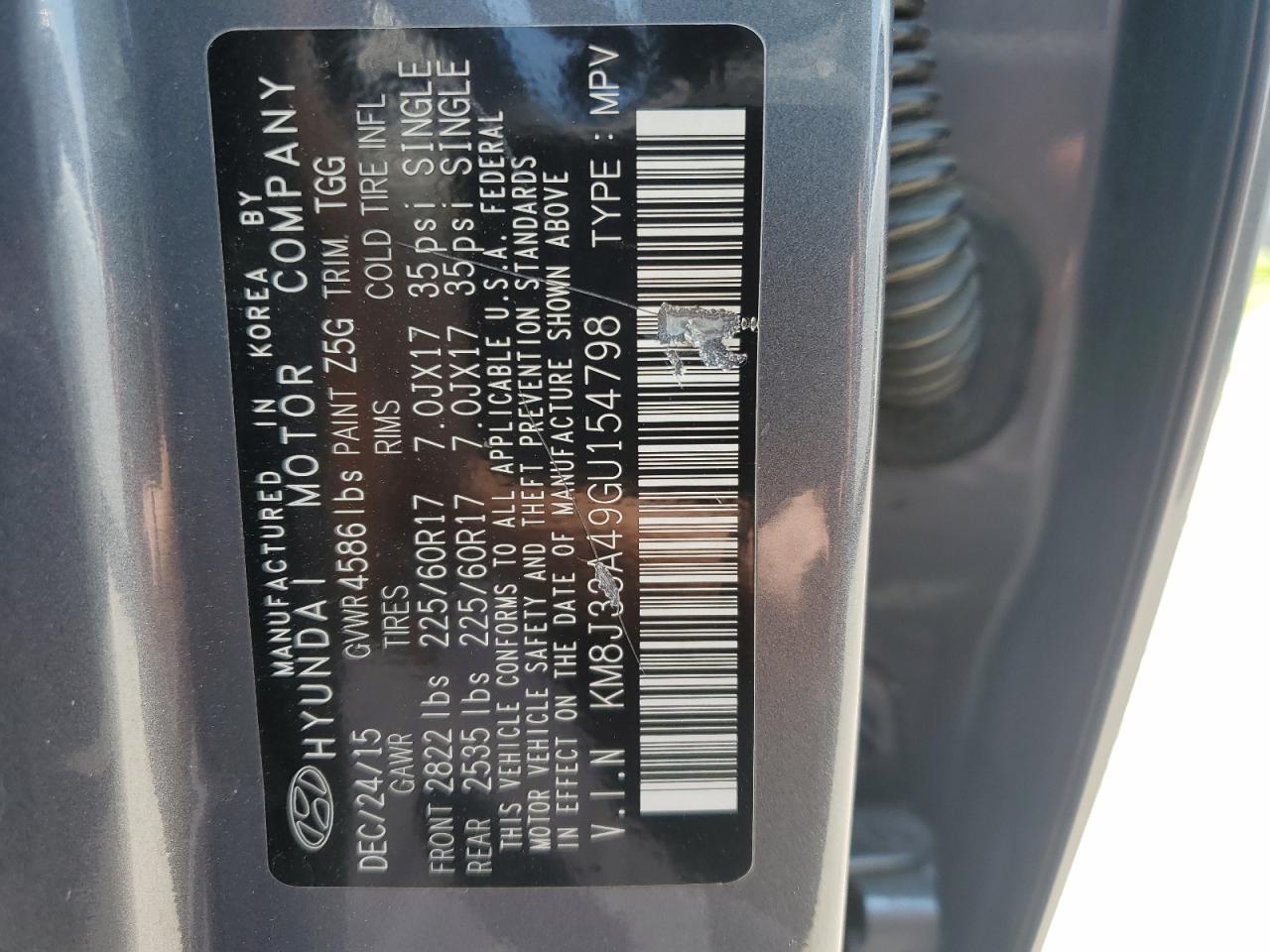 2016 Hyundai Tucson Limited VIN: KM8J33A49GU154798 Lot: 66652794