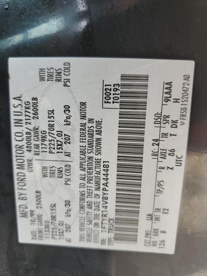 2000 Ford Ranger Super Cab VIN: 1FTYR14V8YPA44481 Lot: 67381464