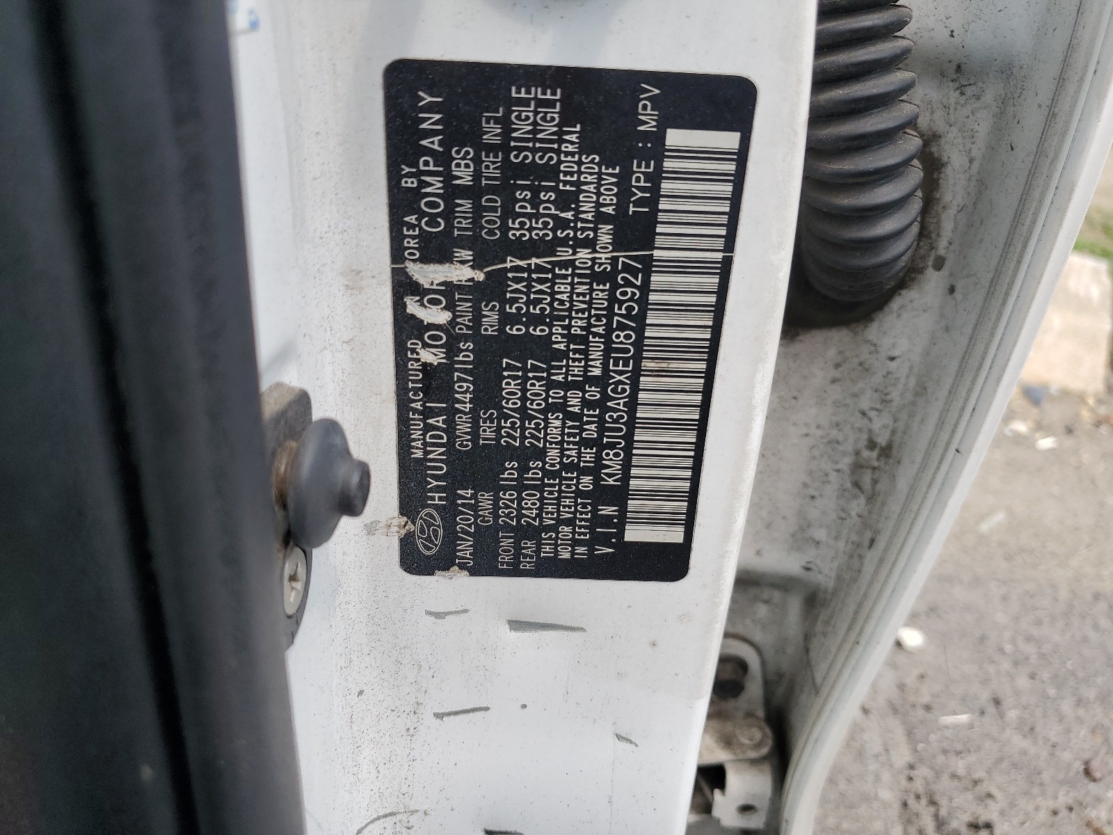 KM8JU3AGXEU875927 2014 Hyundai Tucson Gls