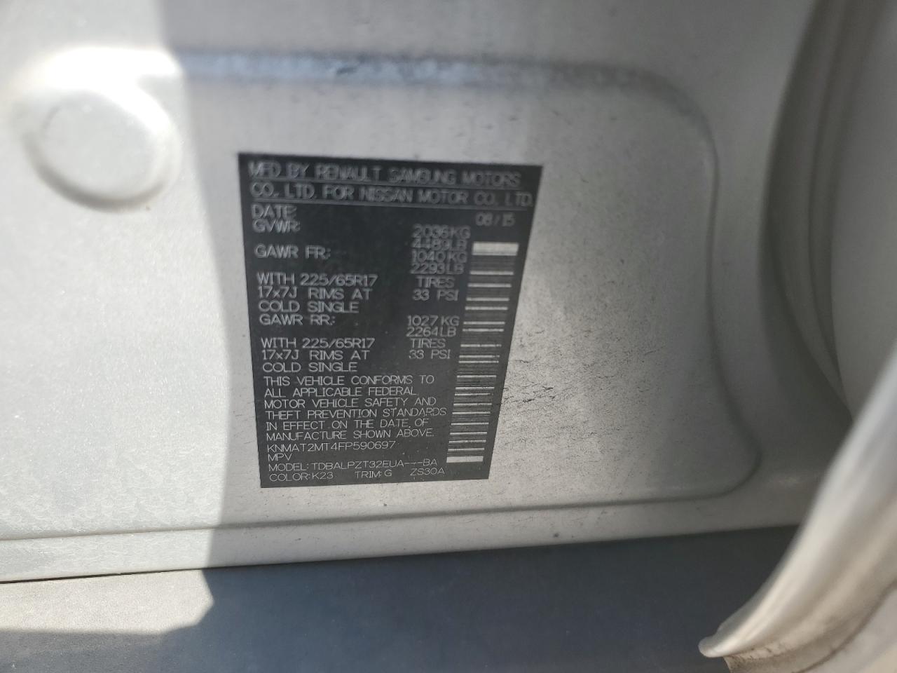 KNMAT2MT4FP590697 2015 NISSAN ROGUE - Image 13