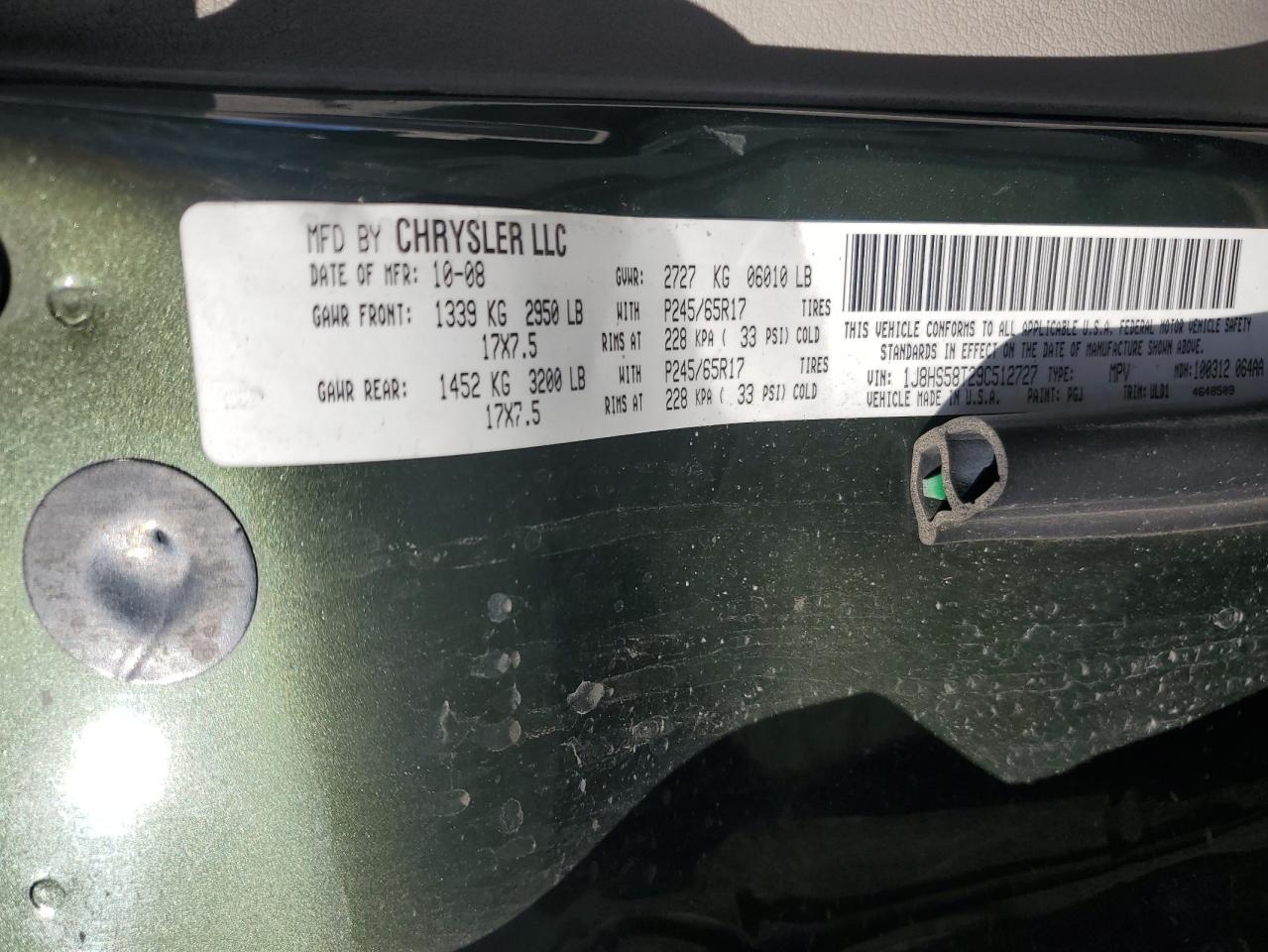 2009 Jeep Grand Cherokee Limited VIN: 1J8HS58T29C512727 Lot: 68294984