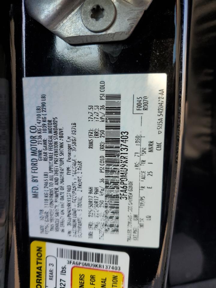 3FA6P0MU9KR137403 2019 Ford Fusion Sel