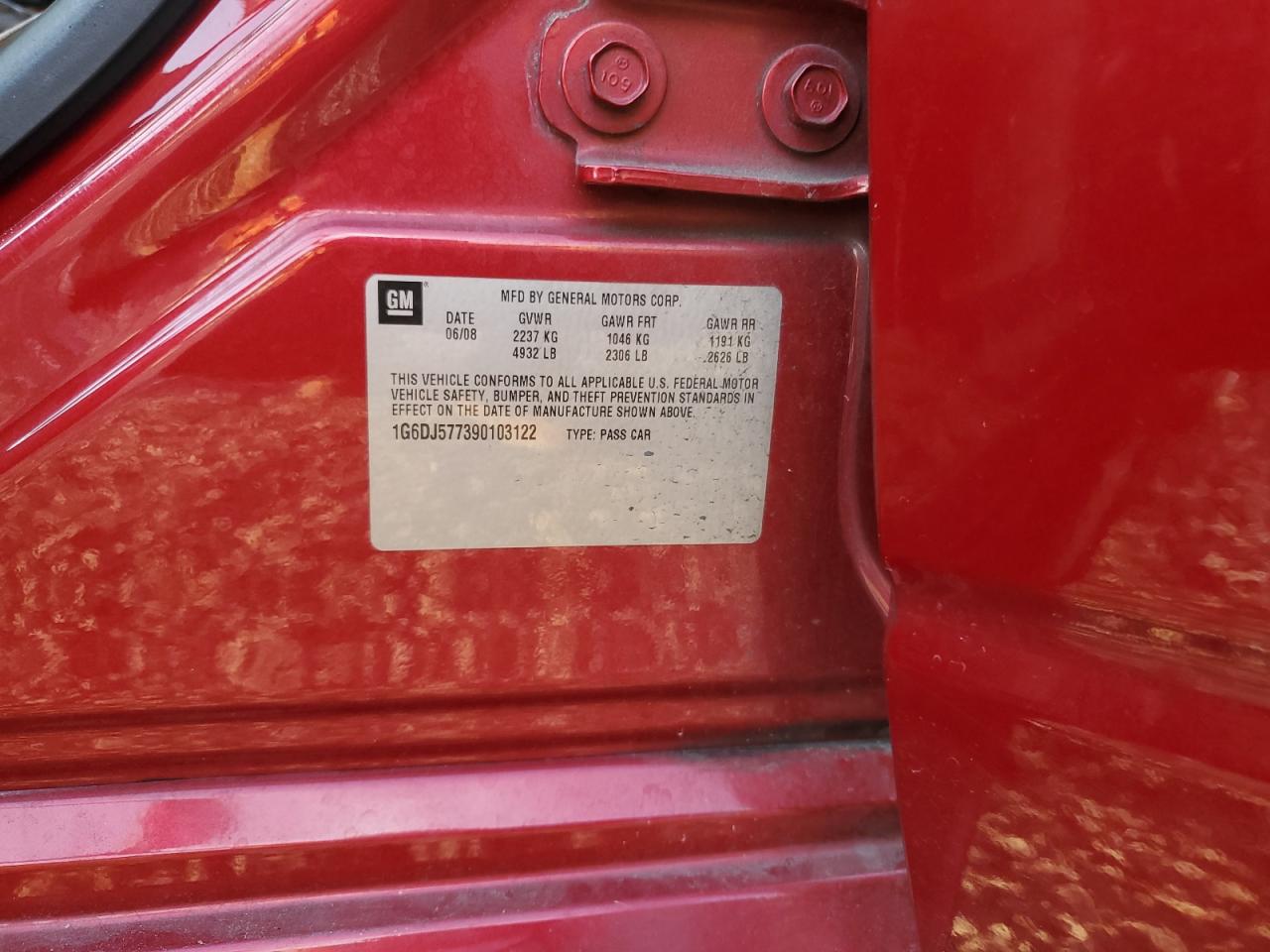 2009 Cadillac Cts VIN: 1G6DJ577390103122 Lot: 68180504