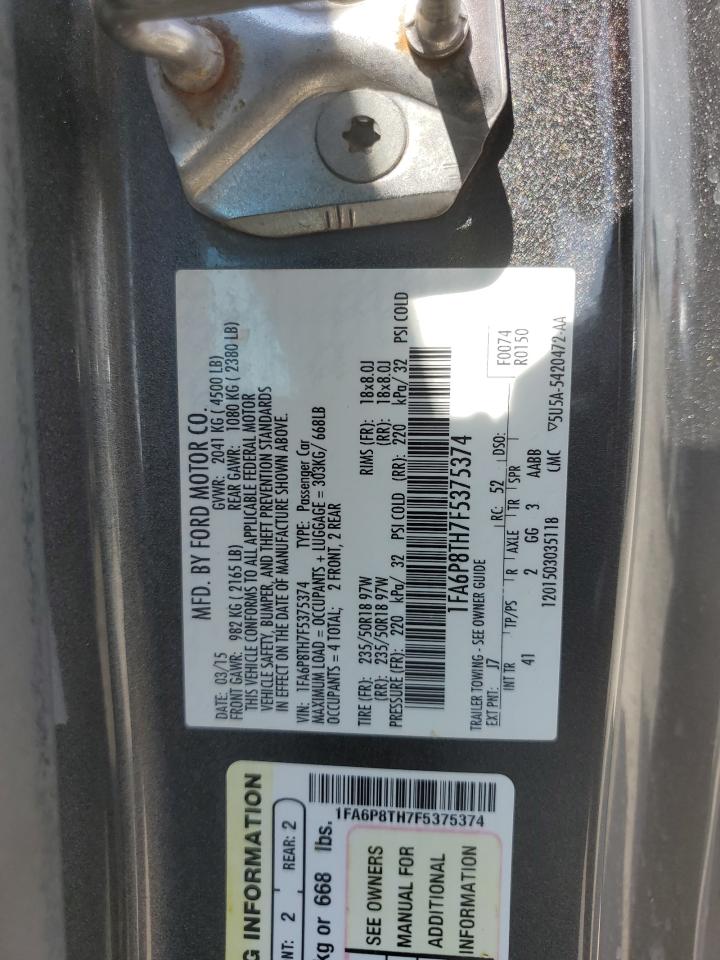 2015 Ford Mustang VIN: 1FA6P8TH7F5375374 Lot: 66756024