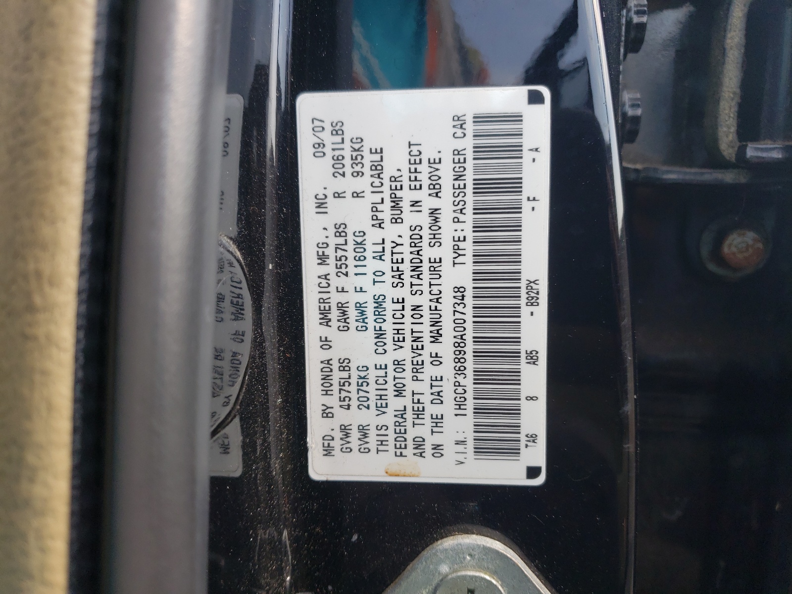 1HGCP36898A007348 2008 Honda Accord Exl