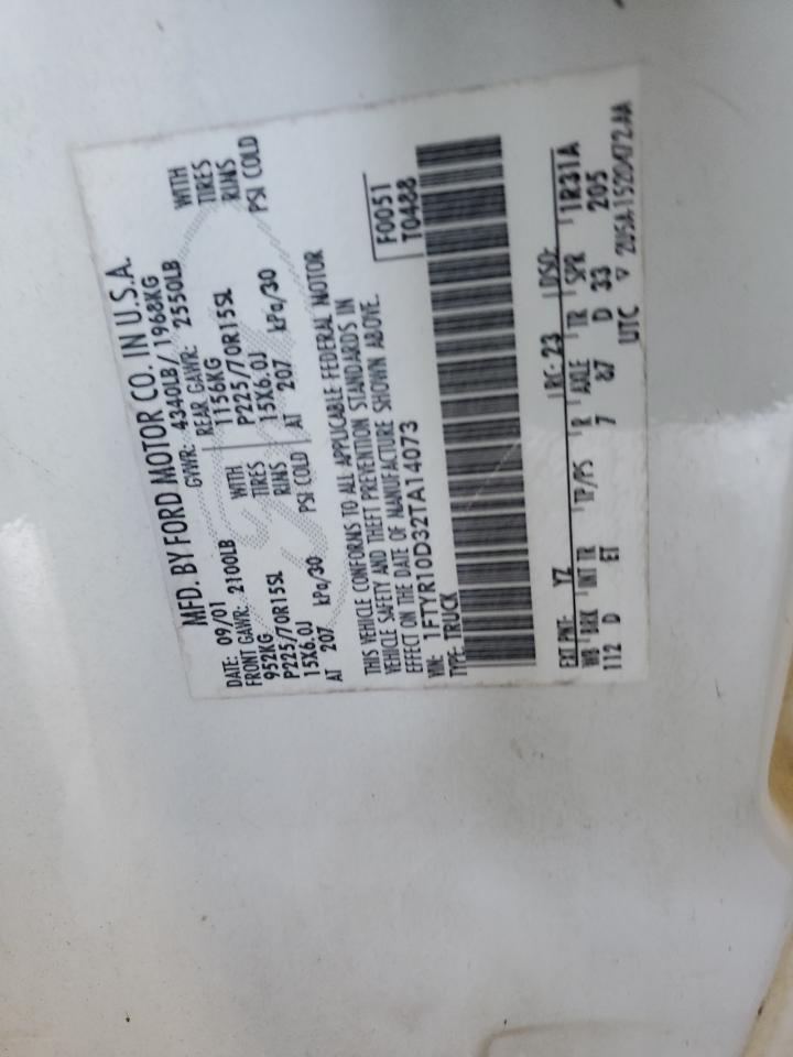 2002 Ford Ranger VIN: 1FTYR10D32TA14073 Lot: 64108034