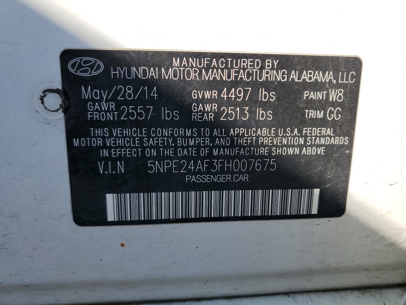 5NPE24AF3FH007675 2015 Hyundai Sonata Se