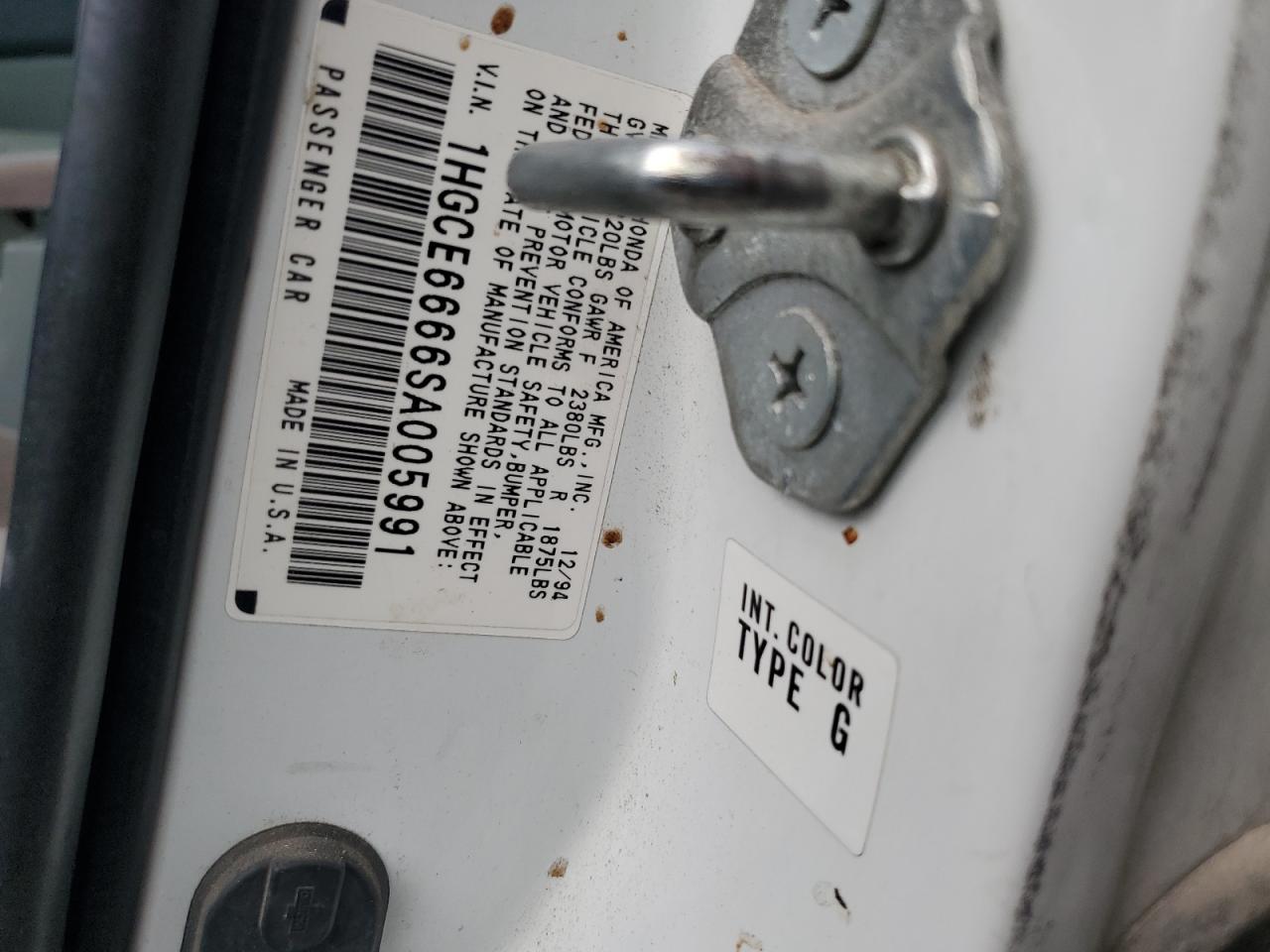 1995 Honda Accord Ex VIN: 1HGCE6666SA005991 Lot: 58577874