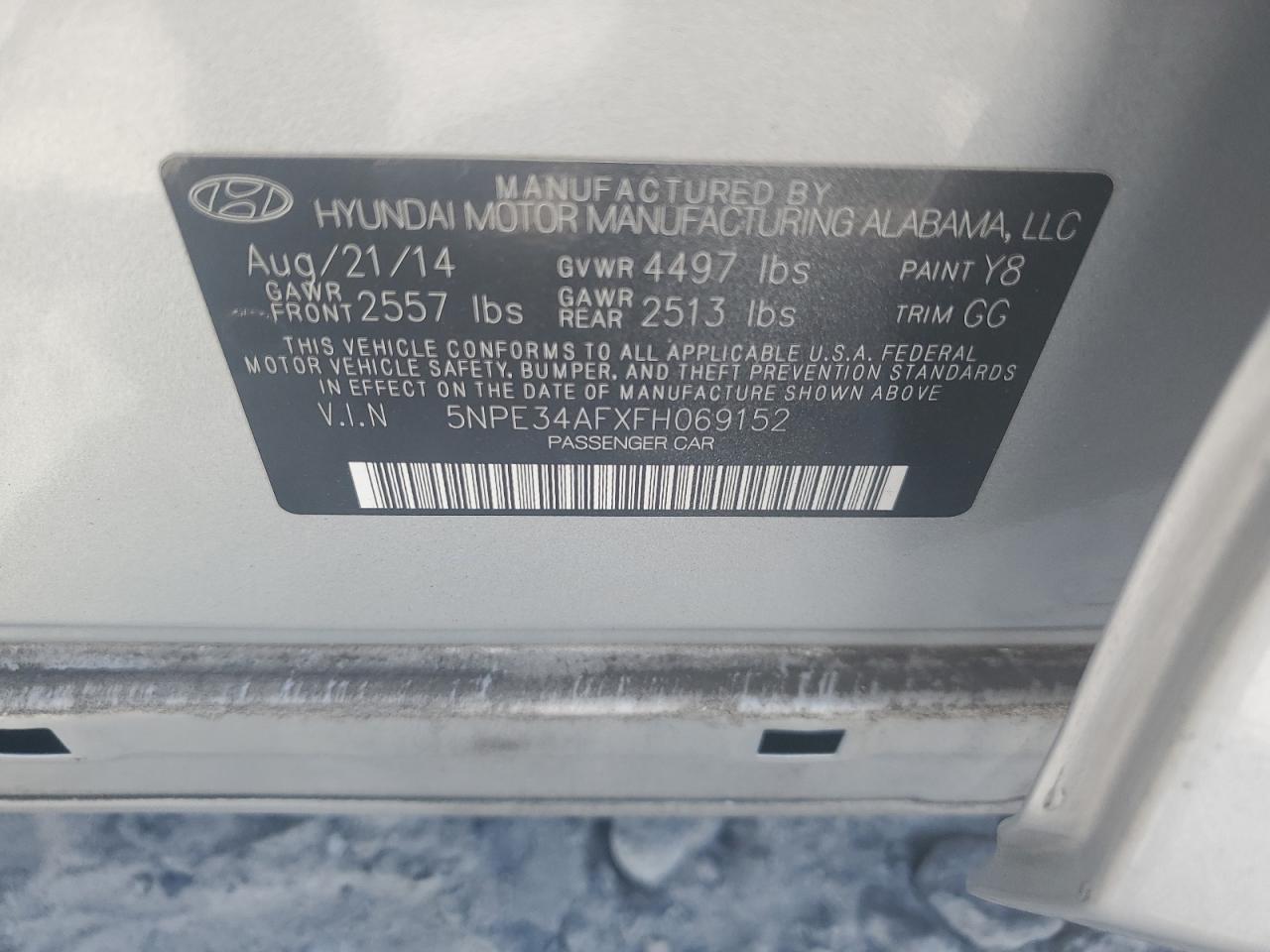 2015 Hyundai Sonata Sport VIN: 5NPE34AFXFH069152 Lot: 66657344