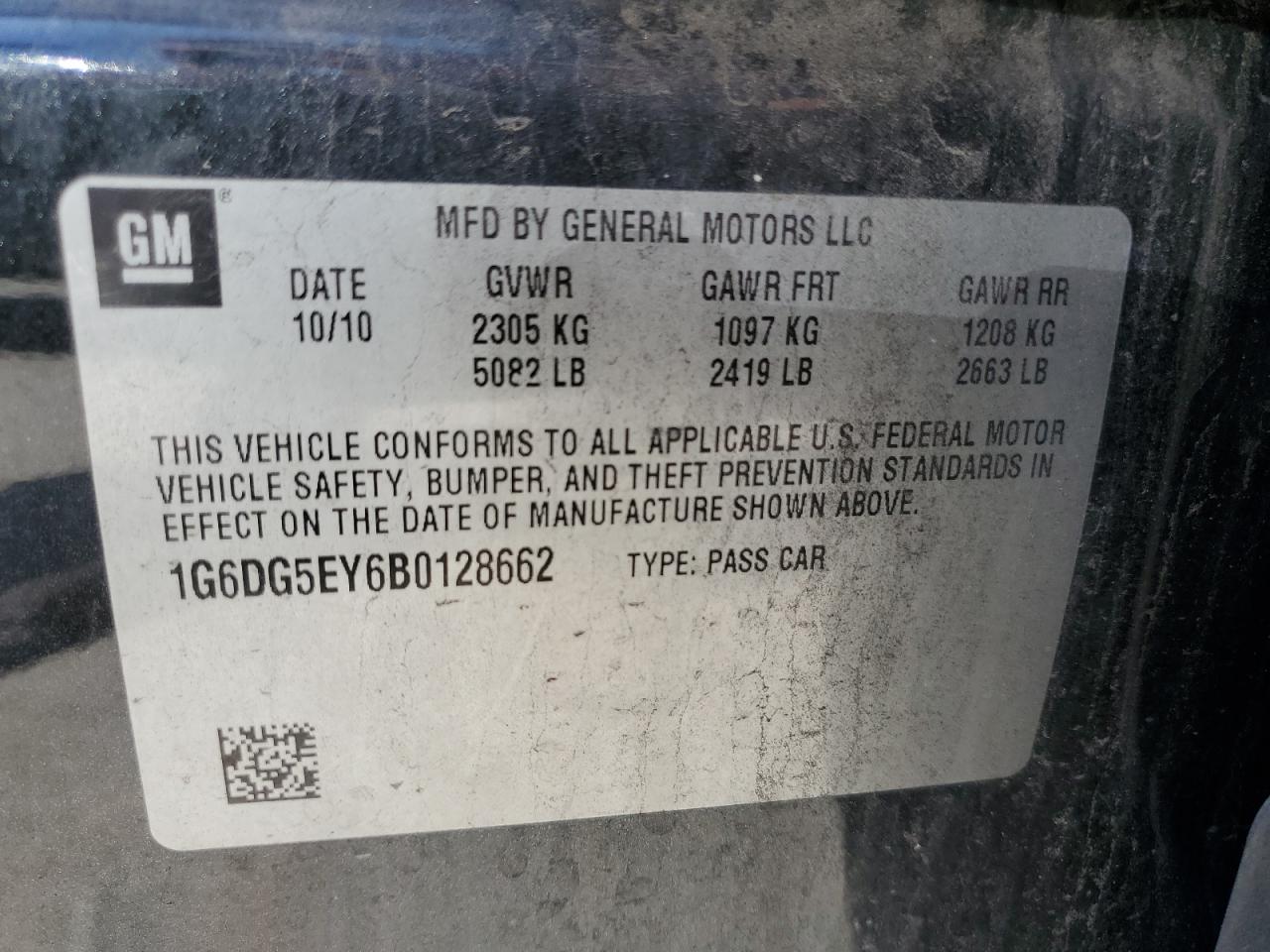 2011 Cadillac Cts Luxury Collection VIN: 1G6DG5EY6B0128662 Lot: 68331544