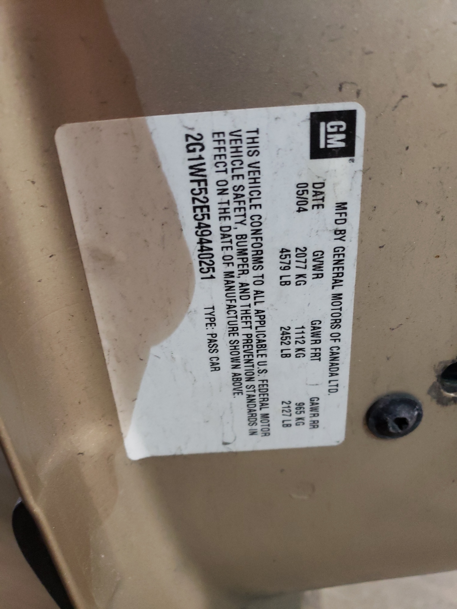 2G1WF52E549440251 2004 Chevrolet Impala