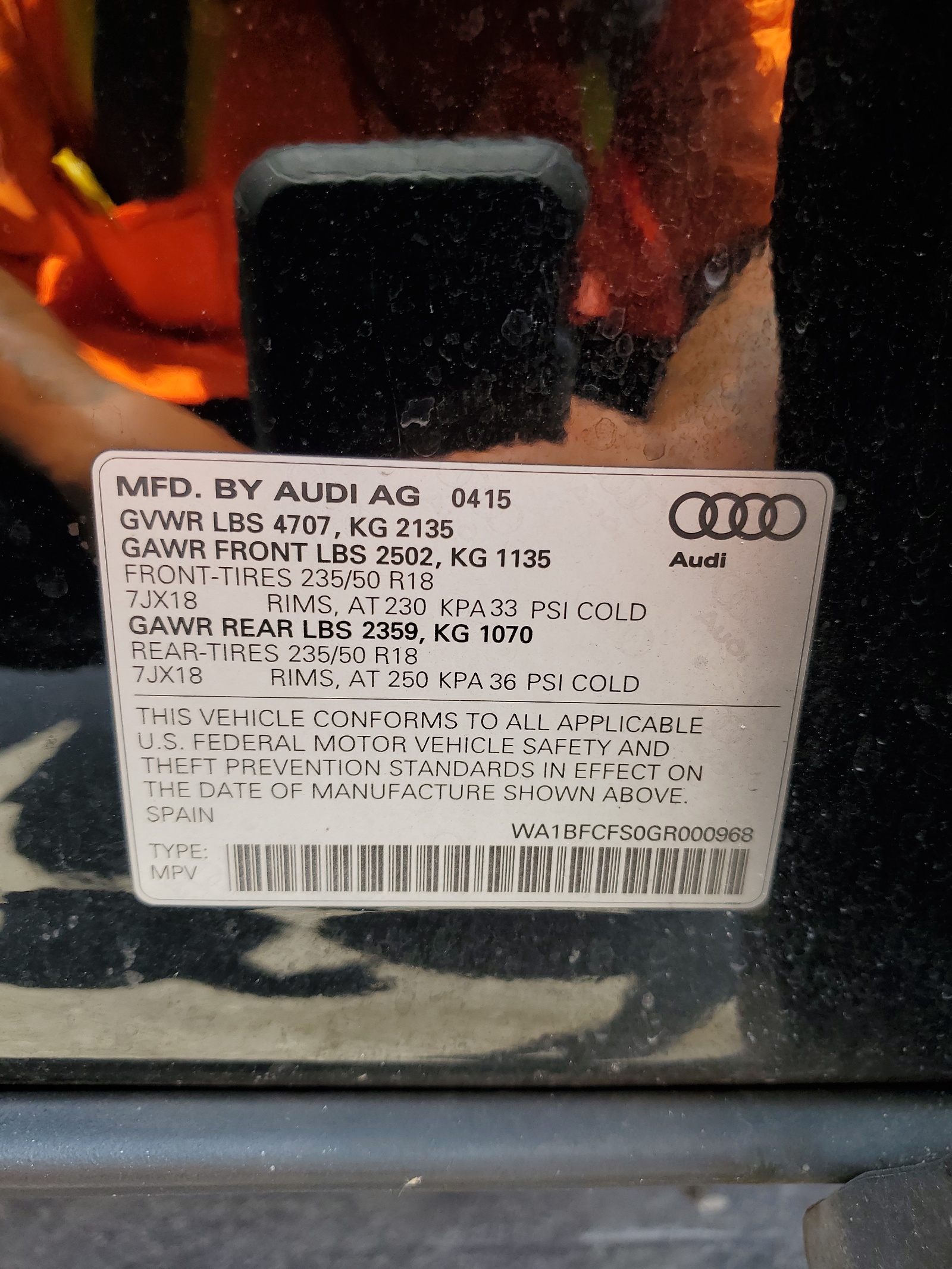 WA1BFCFS0GR000968 2016 Audi Q3 Premium Plus