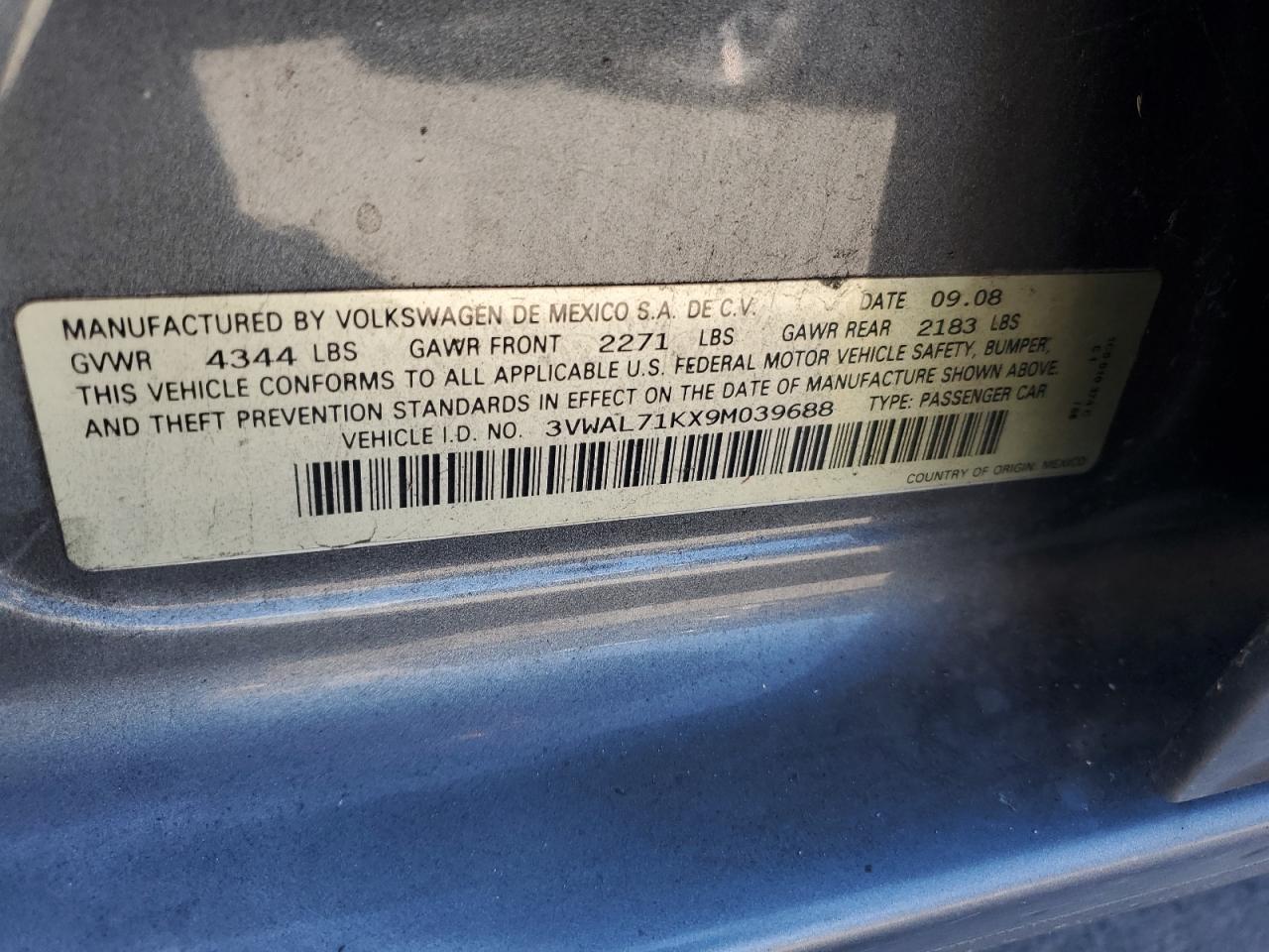 2009 Volkswagen Jetta Tdi VIN: 3VWAL71KX9M039688 Lot: 67683584