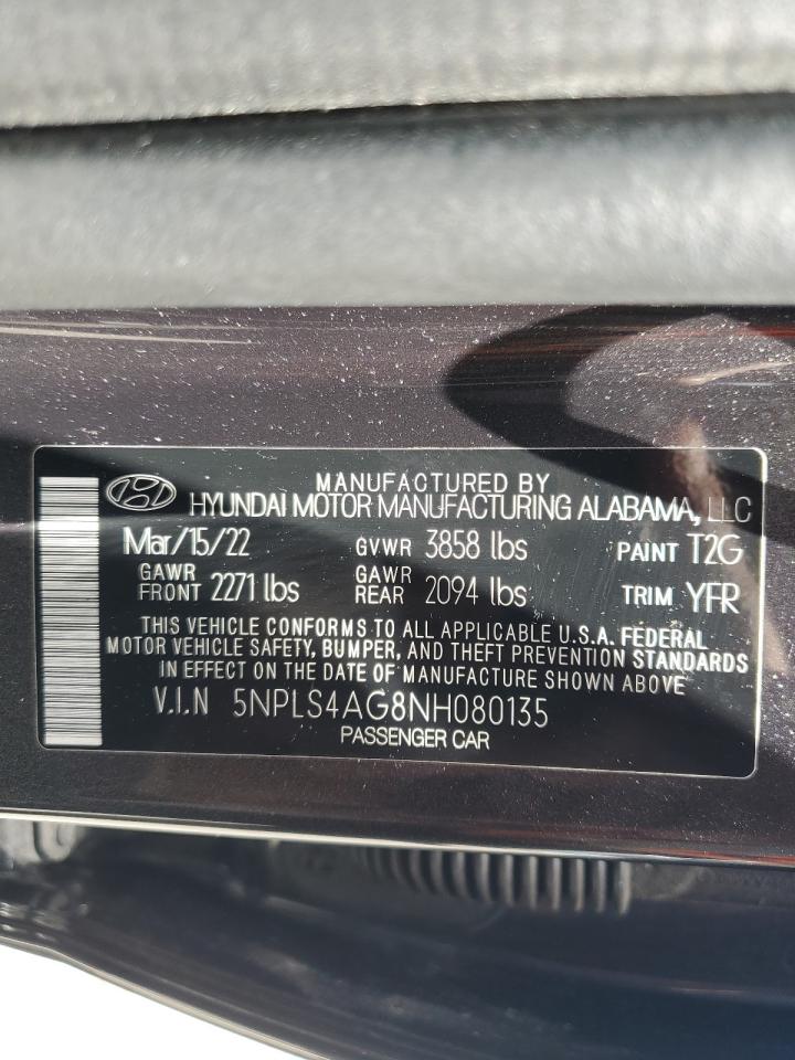 5NPLS4AG8NH080135 2022 Hyundai Elantra Sel