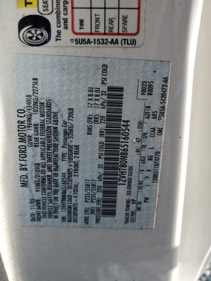 2006 Ford Mustang VIN: 1ZVHT80N865160544 Lot: 65784534