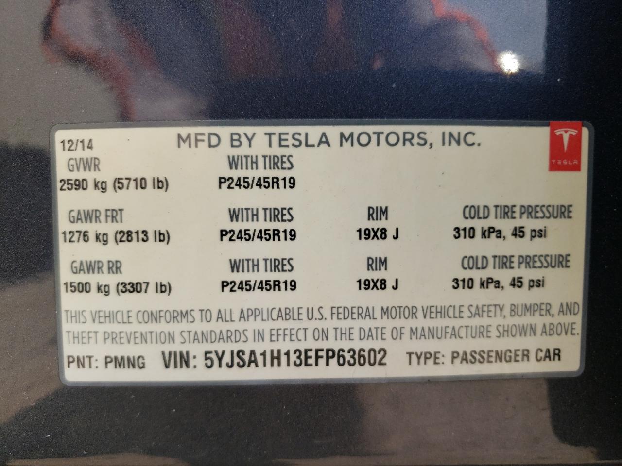 5YJSA1H13EFP63602 2014 Tesla Model S