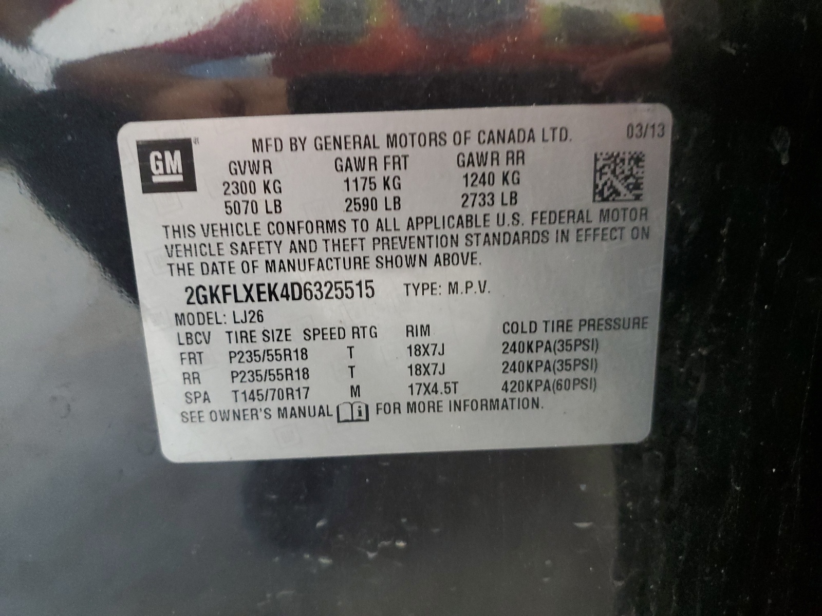 2GKFLXEK4D6325515 2013 GMC Terrain Slt