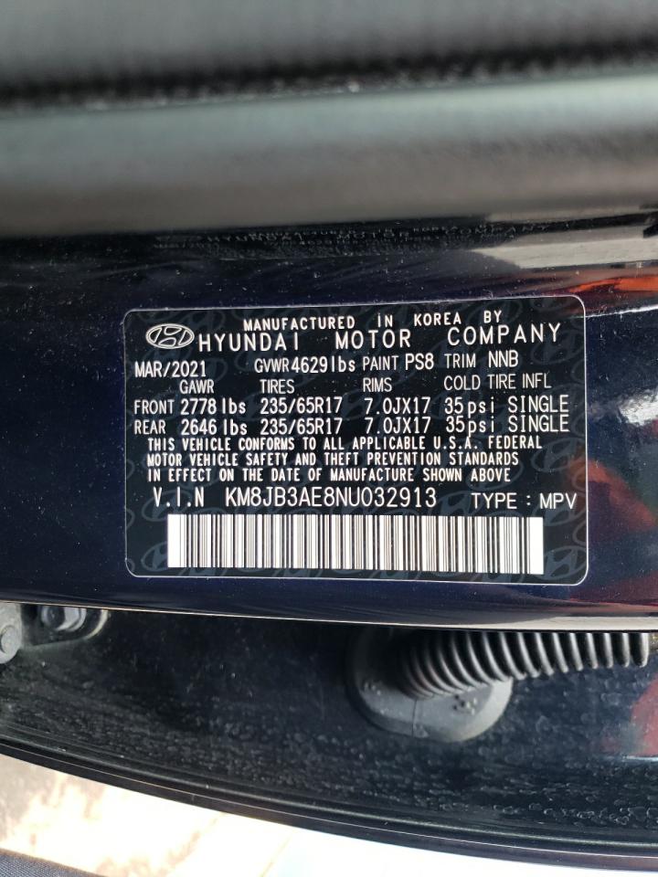 2022 Hyundai Tucson Sel VIN: KM8JB3AE8NU032913 Lot: 65975964