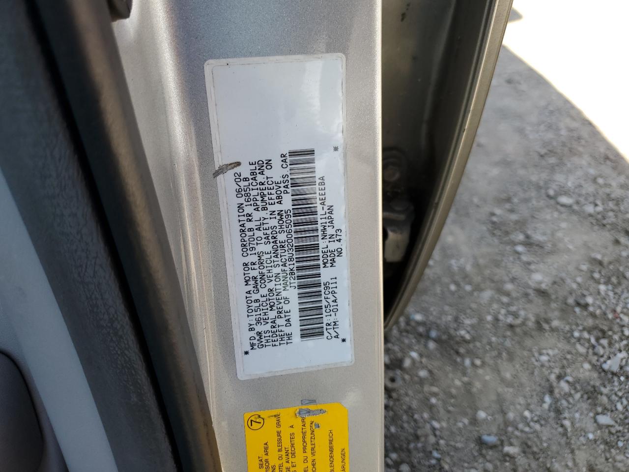 JT2BK18U320065095 2002 Toyota Prius