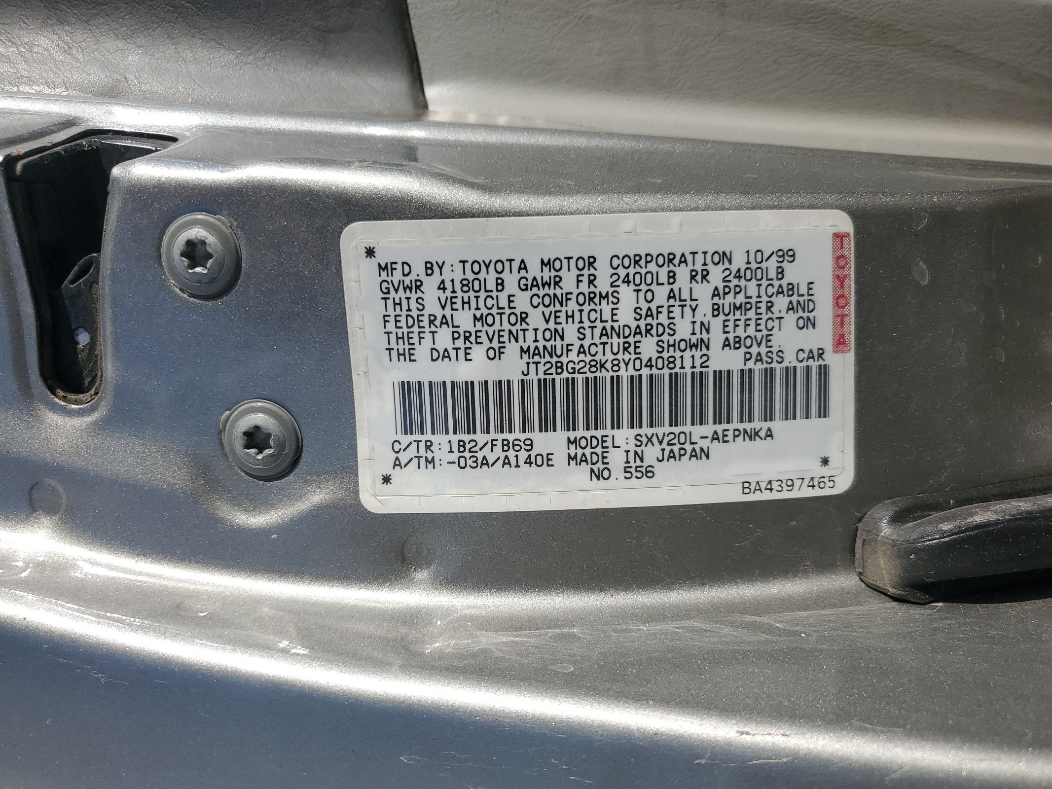 JT2BG28K8Y0408112 2000 Toyota Camry Le