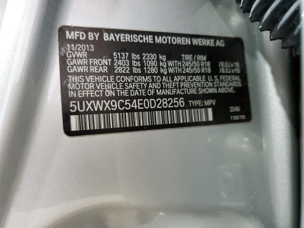 5UXWX9C54E0D28256 2014 BMW X3 xDrive28I