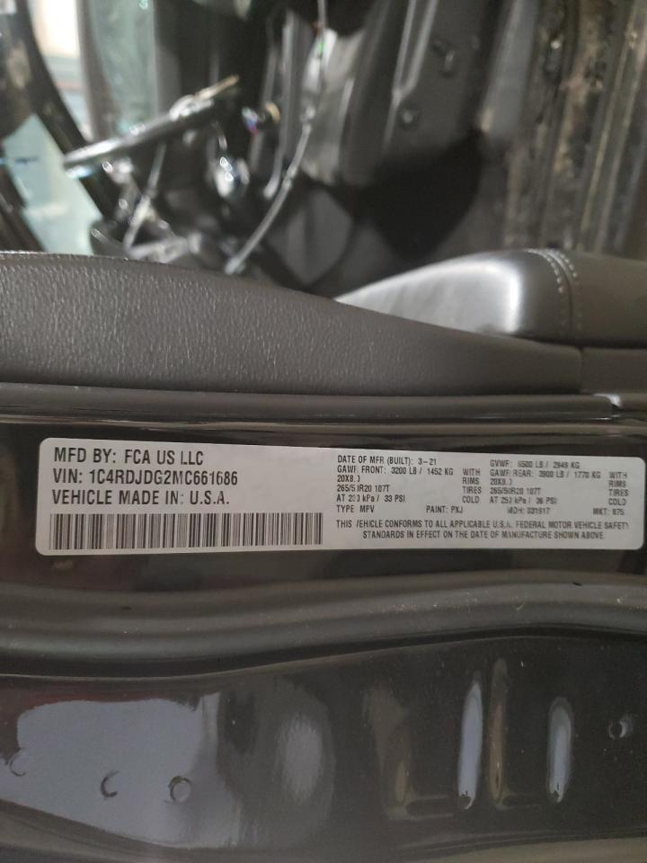 2021 Dodge Durango Gt VIN: 1C4RDJDG2MC661686 Lot: 66138874