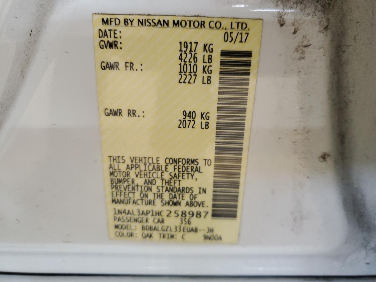 1N4AL3AP1HC258987 2017 NISSAN ALTIMA - Image 12