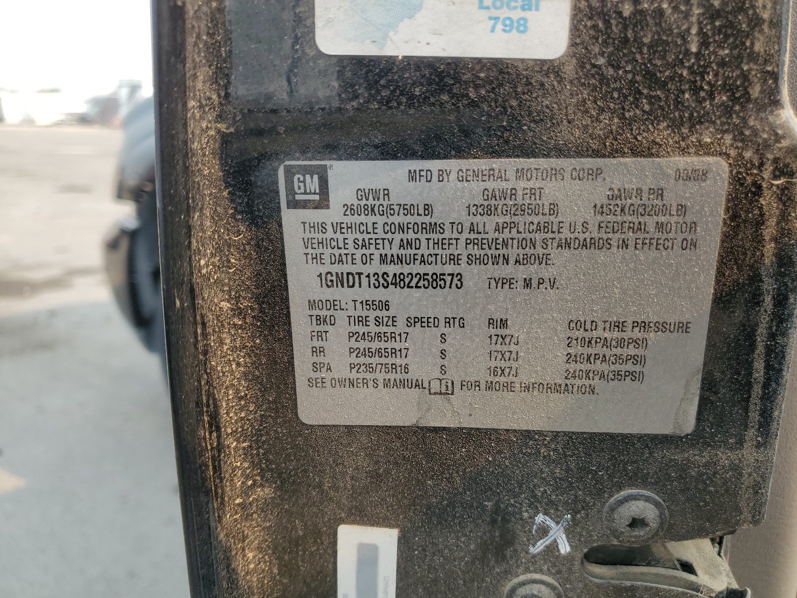 1GNDT13S482258573 2008 Chevrolet Trailblazer Ls