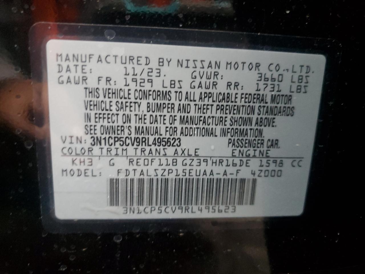 3N1CP5CV9RL495623 2024 Nissan Kicks Sv