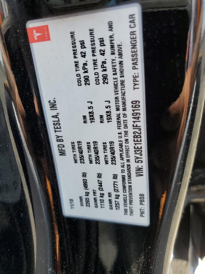 5YJ3E1EB2JF149169 2018 Tesla Model 3