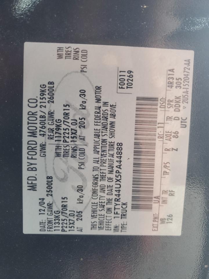 2005 Ford Ranger Super Cab VIN: 1FTYR44UX5PA44888 Lot: 64936264