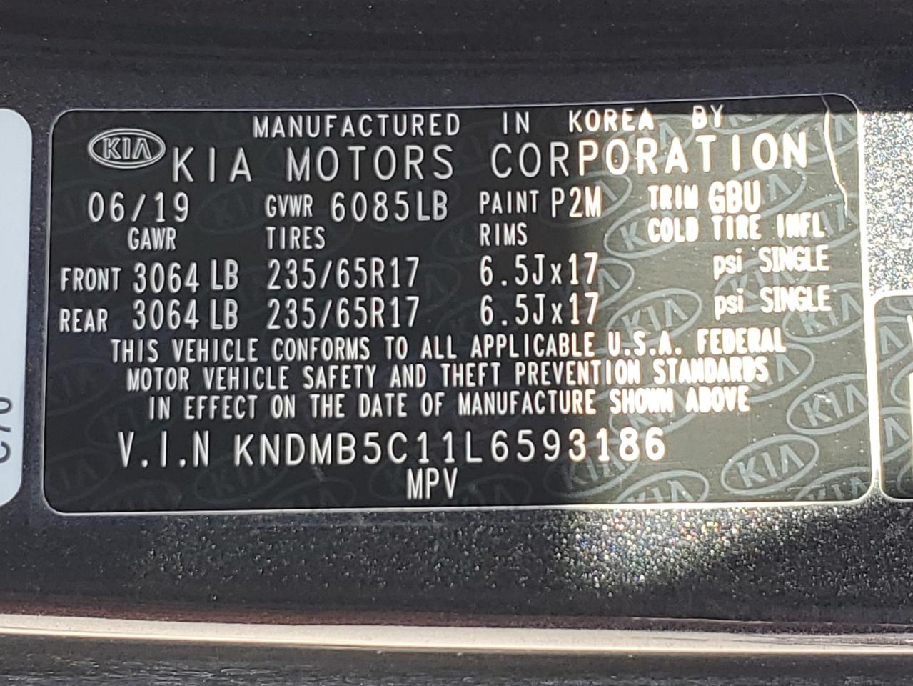 KNDMB5C11L6593186 2020 Kia Sedona Lx