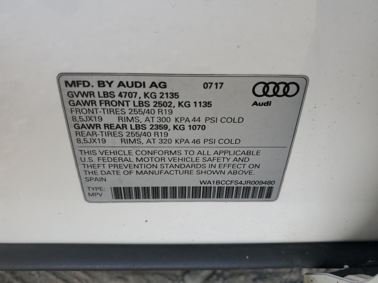 2018 Audi Q3 Premium VIN: WA1BCCFS4JR009480 Lot: 65718474