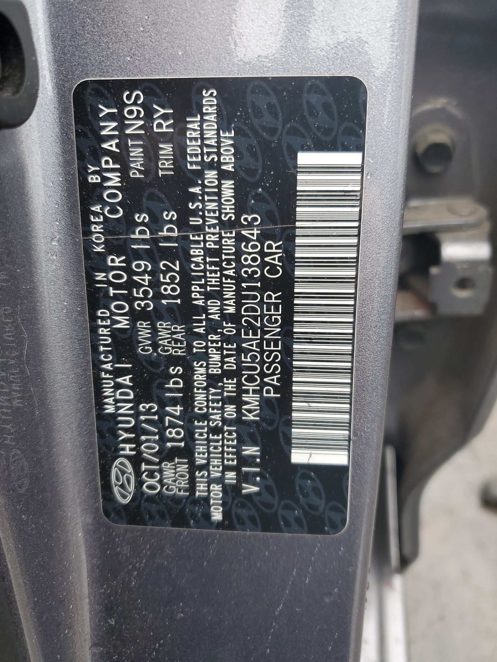 KMHCU5AE2DU138643 2013 Hyundai Accent Gls