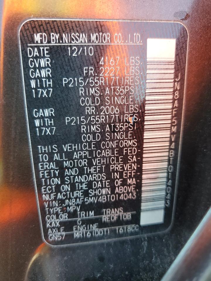 2011 Nissan Juke S VIN: JN8AF5MV4BT014043 Lot: 68351104