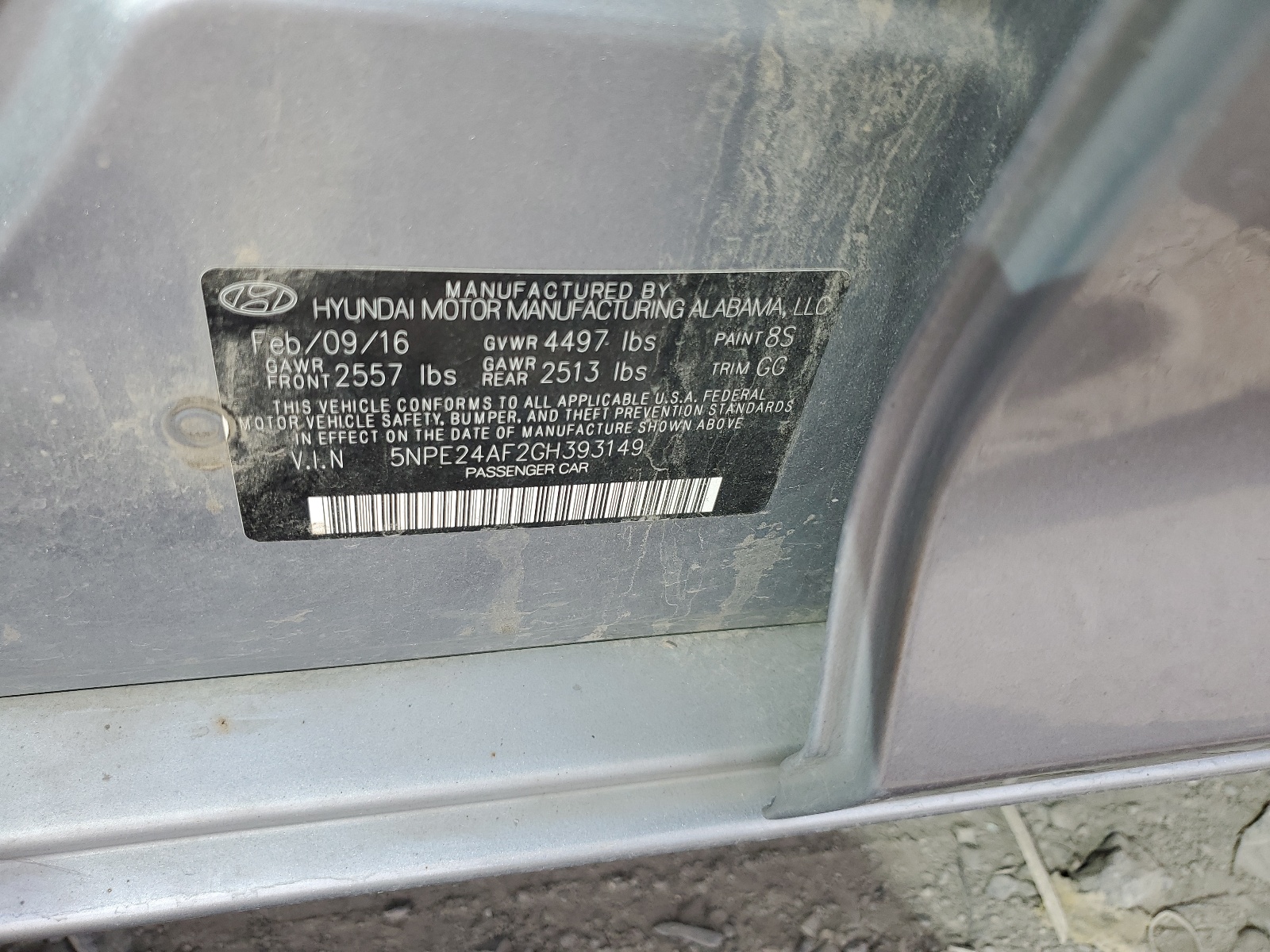 5NPE24AF2GH393149 2016 Hyundai Sonata Se