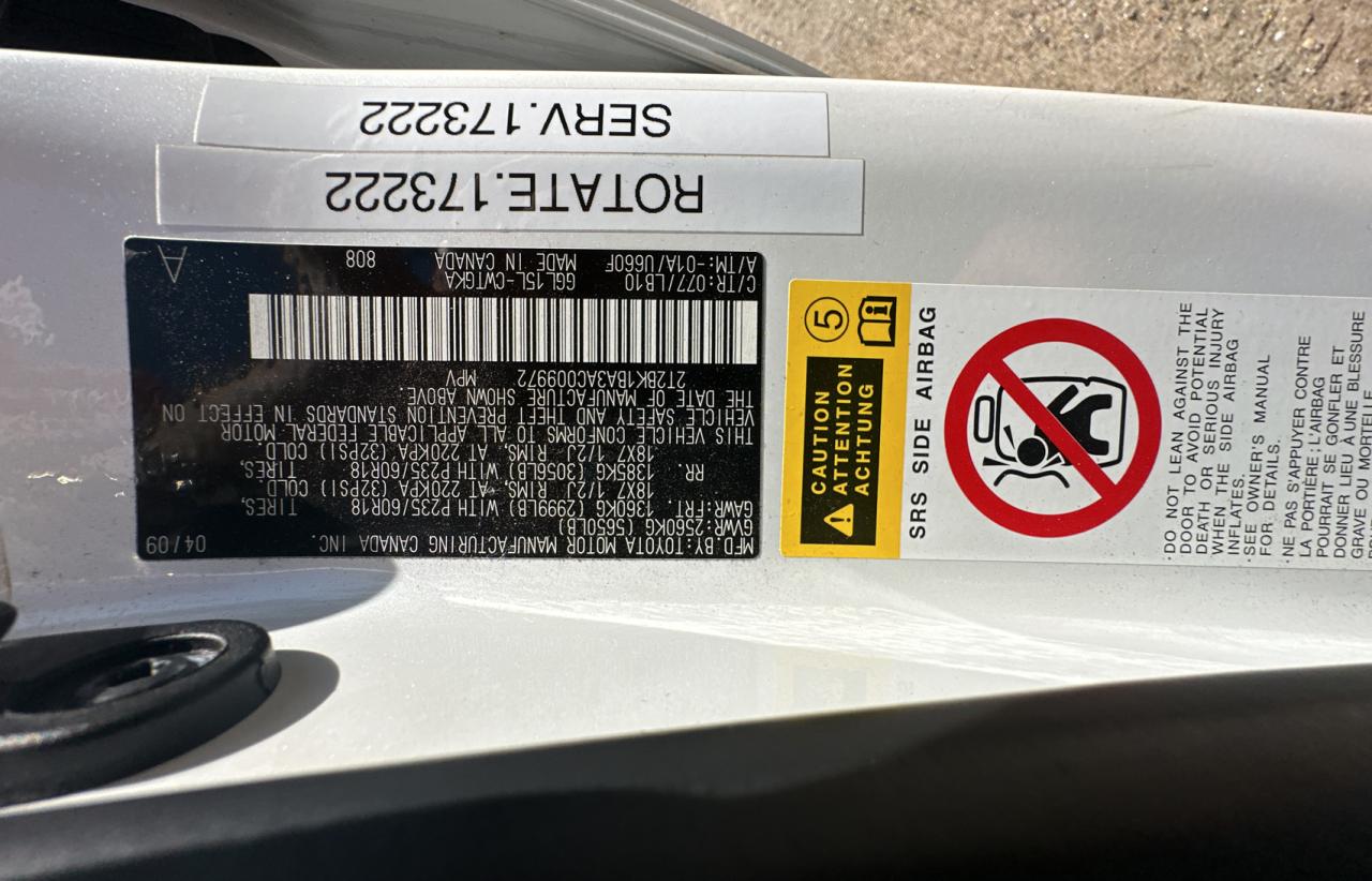 2010 Lexus Rx 350 VIN: 2T2BK1BA3AC009972 Lot: 69021004