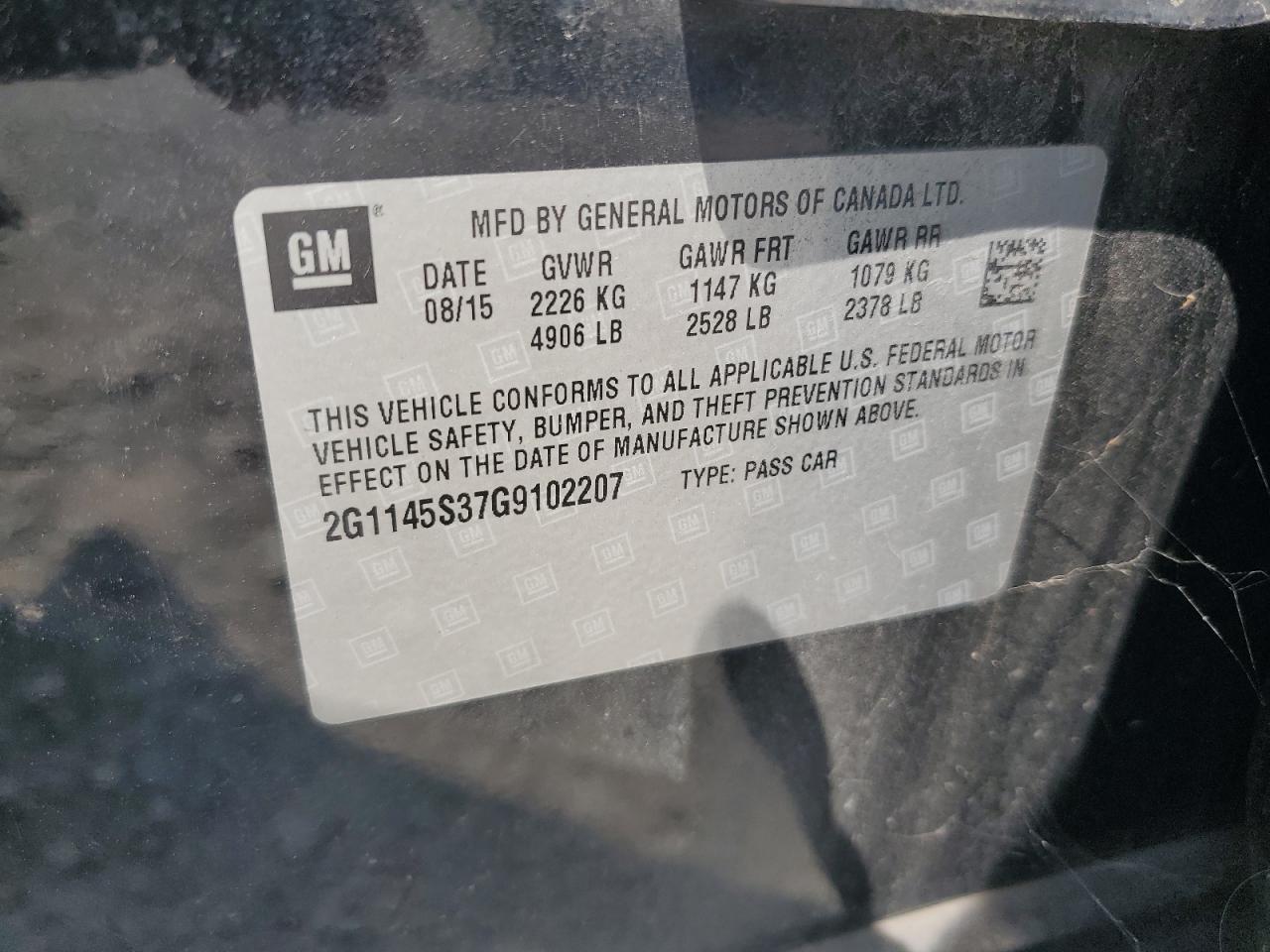 2G1145S37G9102207 2016 Chevrolet Impala Ltz