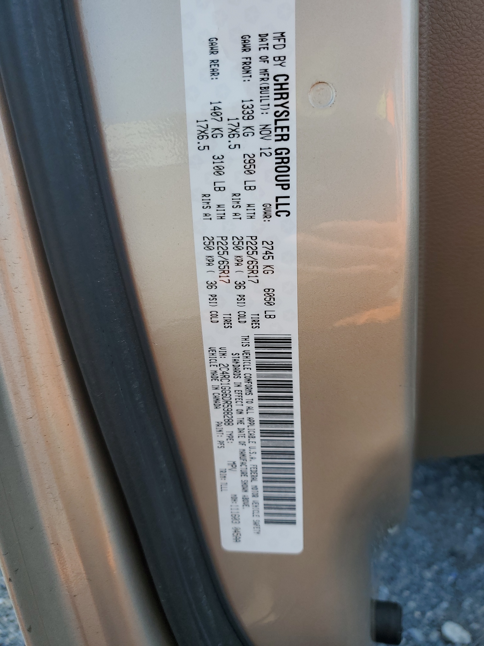 2C4RC1GG6DR598288 2013 Chrysler Town & Country Limited