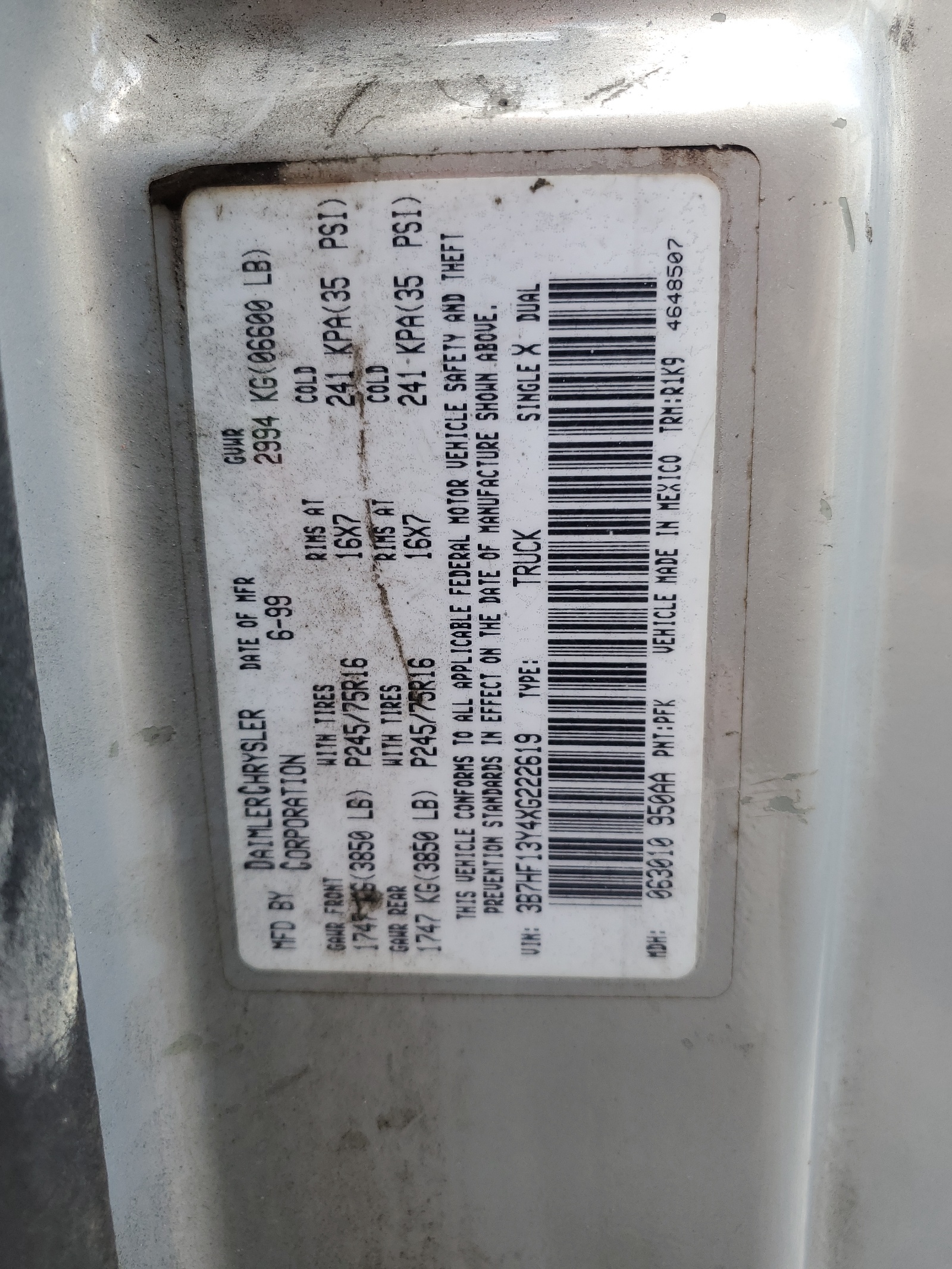 3B7HF13Y4XG222619 1999 Dodge Ram 1500