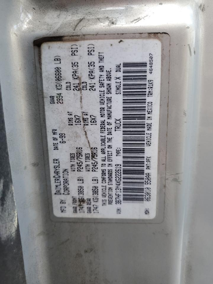 1999 Dodge Ram 1500 VIN: 3B7HF13Y4XG222619 Lot: 67651534