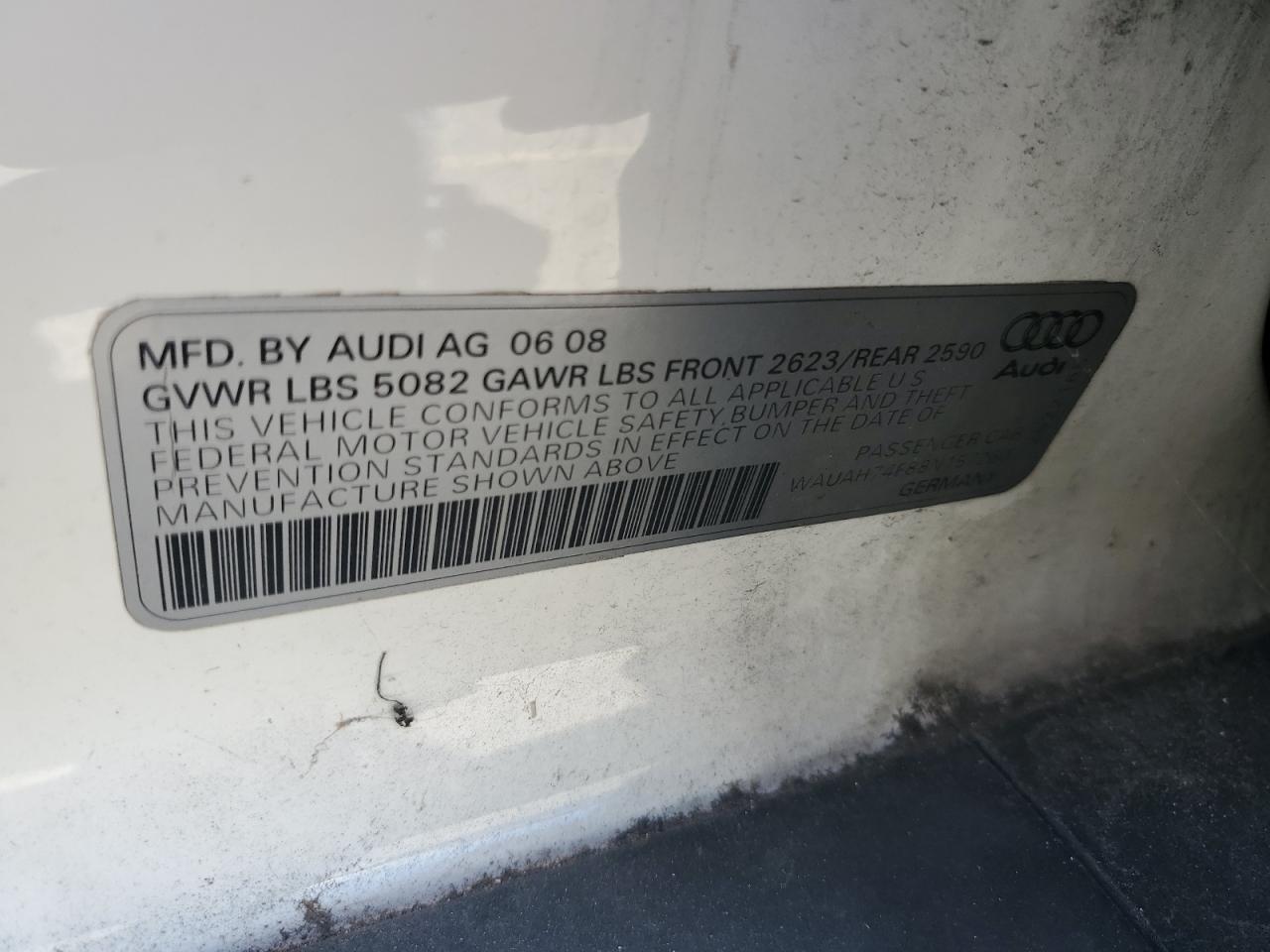 WAUAH74F88N157260 2008 Audi A6 3.2