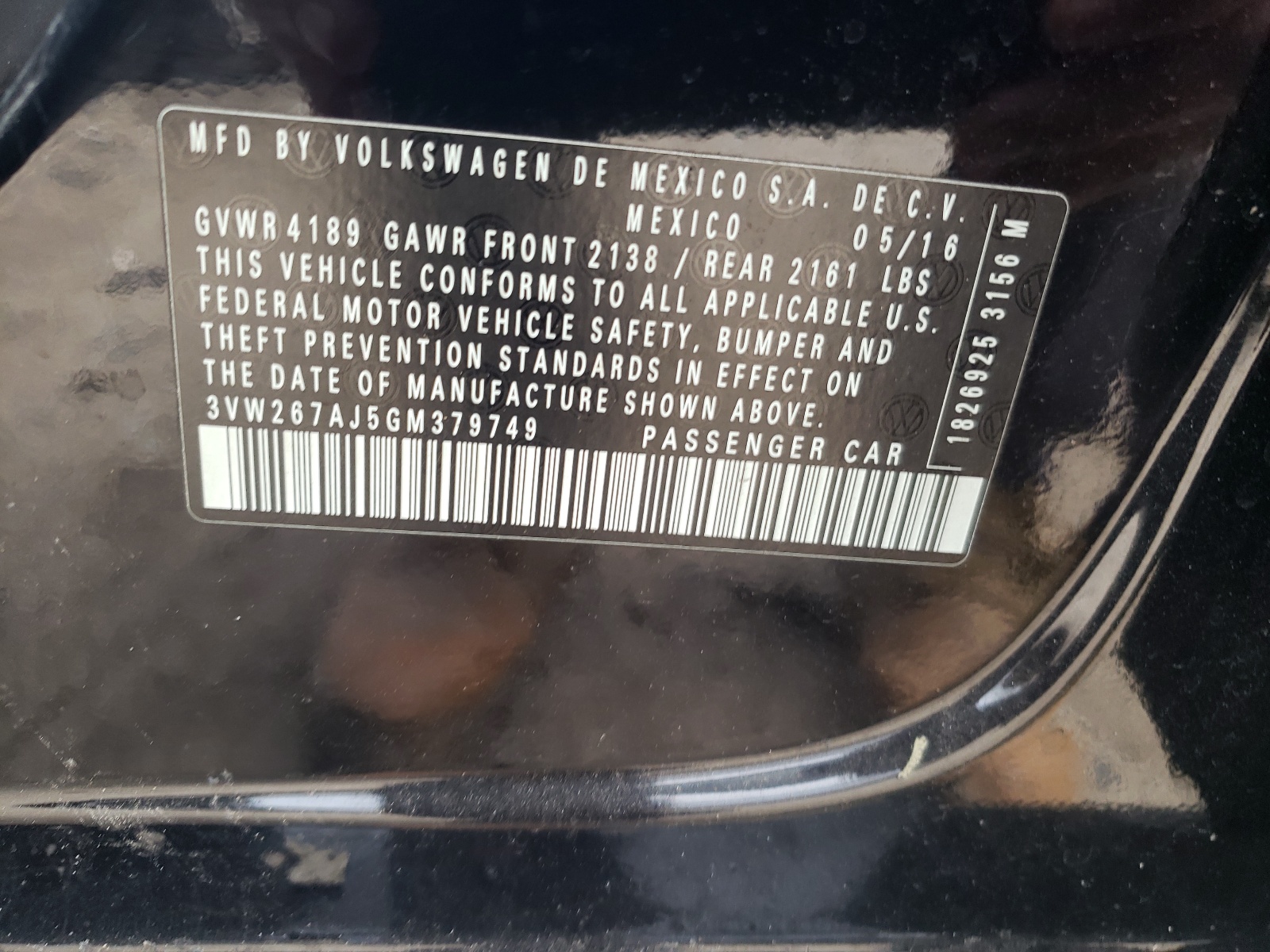 3VW267AJ5GM379749 2016 Volkswagen Jetta S