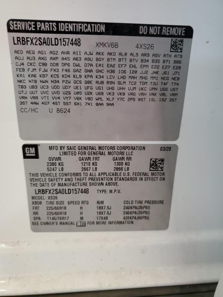 2020 Buick Envision Essence VIN: LRBFX2SA0LD157448 Lot: 65263644