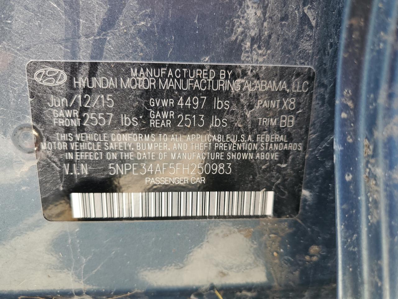 5NPE34AF5FH250983 2015 Hyundai Sonata Sport